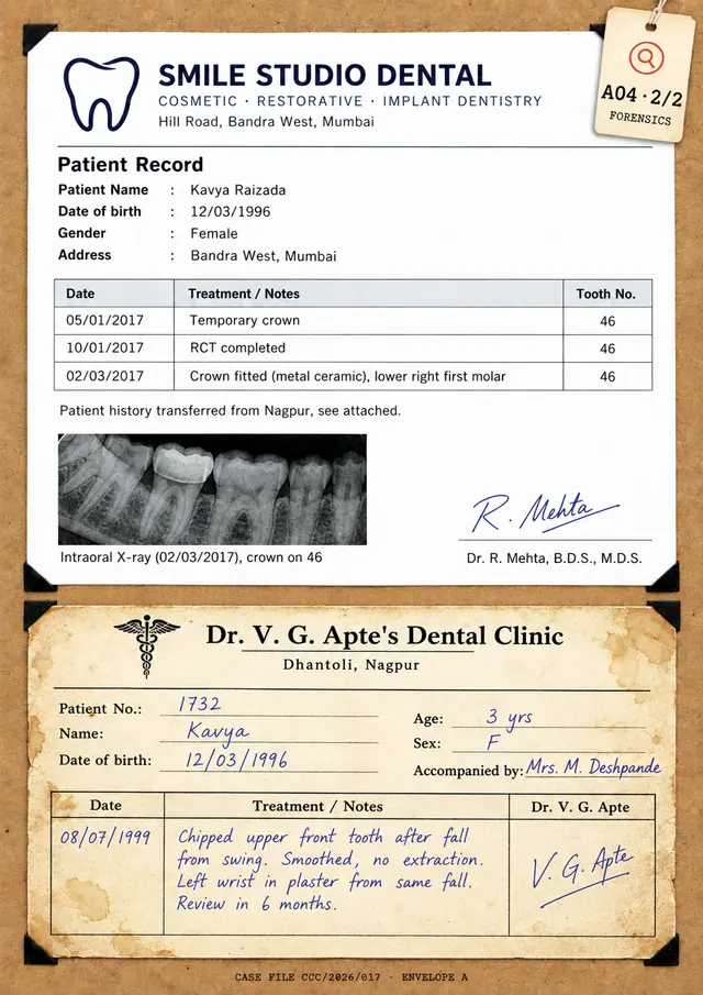 A04, page 2 of 2: dental records from a dental studio and an older clinic